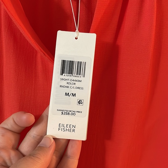 Eileen Fisher Tencel Viscose Crepe Round Neck Dress - Picture 6 of 8